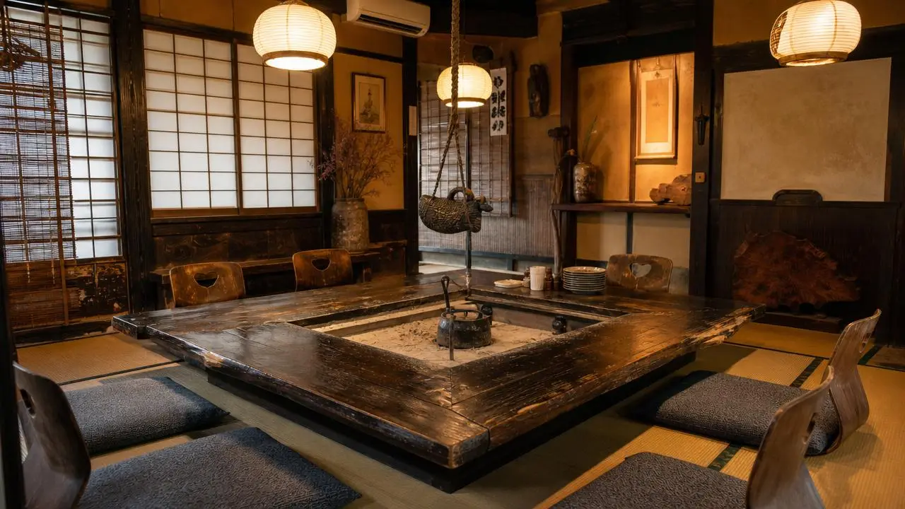 囲炉裏の部屋で過ごす